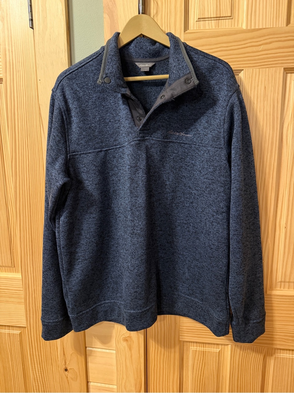 Eddie Bauer Dark Navy Heather Snap-Quarter Zip Sweater